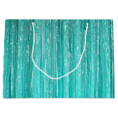 Girly Aqua Mint Glam Tinsel Stripes Groot Cadeauzakje (Voorkant)