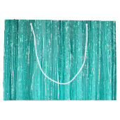 Girly Aqua Mint Glam Tinsel Stripes Groot Cadeauzakje (Achterkant)