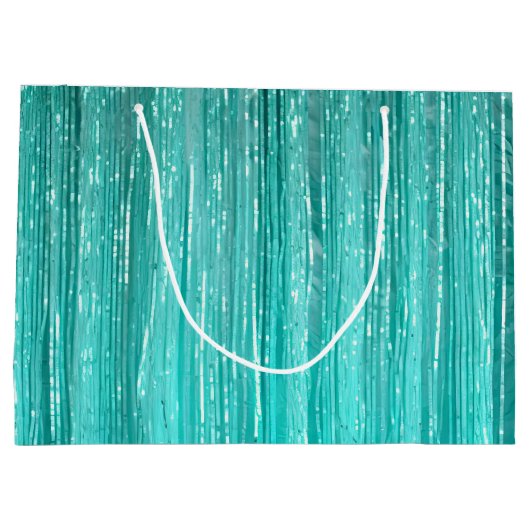 Girly Aqua Mint Glam Tinsel Stripes Groot Cadeauzakje (Achterkant)