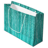 Girly Aqua Mint Glam Tinsel Stripes Groot Cadeauzakje (Voorkant Gekanteld)