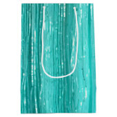Girly Aqua Mint Glam Tinsel Stripes Medium Cadeauzakje (Achterkant)