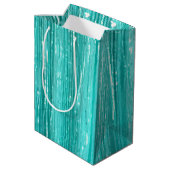 Girly Aqua Mint Glam Tinsel Stripes Medium Cadeauzakje (Achterkant Gekanteld)
