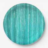 Girly Aqua Mint Glam Tinsel Stripes Papieren Bordje (Voorkant)