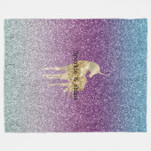 Girly Aqua Paars Mint Pink Glitter ombre Unicorn Fleece Deken (Voorkant (Horizontaal))