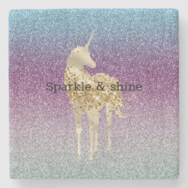 Girly Aqua Paars Mint Pink Glitter ombre Unicorn Stenen Onderzetter