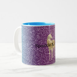 Girly Aqua Paars Mint Pink Glitter ombre Unicorn Tweekleurige Koffiemok