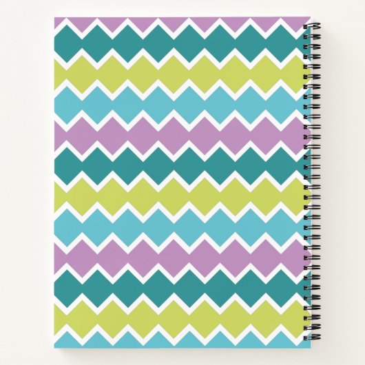 Girly Aqua Paarse geometrische patroon monogram Notitieboek (Achterkant)