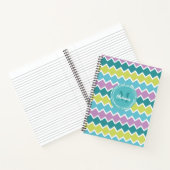 Girly Aqua Paarse geometrische patroon monogram Notitieboek (Binnen)