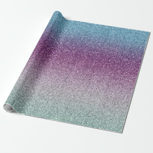 Girly Aqua Paarse Mint Pink Glitter ombre Cadeaupapier