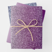 Girly Aqua Paarse Mint Pink Glitter ombre Inpakpapier Vel (In situ)