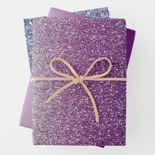 Girly Aqua Paarse Mint Pink Glitter ombre Inpakpapier Vel (In situ)