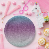 Girly Aqua Paarse Mint Pink Glitter ombre Papieren Bordje (Feest)