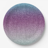 Girly Aqua Paarse Mint Pink Glitter ombre Papieren Bordje (Voorkant)