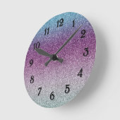 Girly Aqua Paarse Mint Pink Glitter ombre Ronde Klok (Hoek)