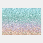 Girly Aqua Peach Gold Paars Mint Mermaid Glitter Inpakpapier Vel (Voorkant)