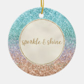 Girly Aqua Peach Gold Paars Mint Mermaid Glitter Keramisch Ornament (Voorkant)