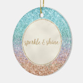 Girly Aqua Peach Gold Paars Mint Mermaid Glitter Keramisch Ornament (Links)