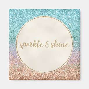 Girly Aqua Peach Gold Paars Mint Mermaid Glitter Magneet