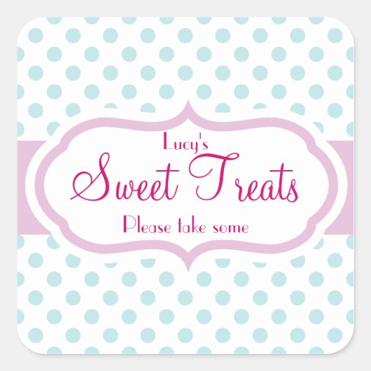 Girly Aqua & Pink Polka Dot Pattern Cute Stickers (Voorkant)