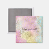 Girly Aqua Roze Geel Goud Leopard Print Magneet (Voorkant / Achterkant)