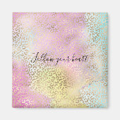 Girly Aqua Roze Geel Goud Leopard Print Magneet (Voorkant)