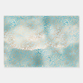 Girly Aqua Roze Geel Goud Luipaard Print Inpakpapier Vel (Voorkant 3)