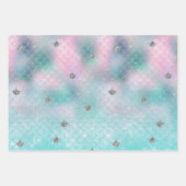 Girly Aqua Silver Glitter Sparkle Mermaid Inpakpapier Vel (Voorkant 3)