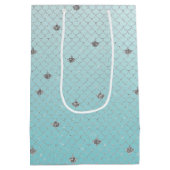 Girly Aqua Silver Glitter Sparkle Mermaid Medium Cadeauzakje (Achterkant)