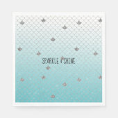 Girly Aqua Silver Glitter Sparkle Mermaid Servet (Voorkant)