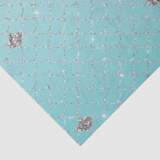 Girly Aqua Silver Glitter Sparkle Mermaid Tissuepapier (Detail)