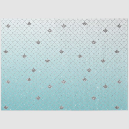 Girly Aqua Silver Glitter Sparkle Mermaid Tissuepapier (Voorkant)