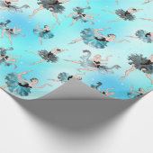 Girly Aqua Tutu Ballerina met Aqua Background Cadeaupapier (Hoek)