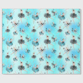 Girly Aqua Tutu Ballerina met Aqua Background Cadeaupapier (Vlak)