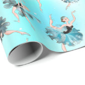 Girly Aqua Tutu Ballerina met Aqua Background Cadeaupapier (Rol Hoek)