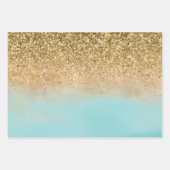 Girly Aqua Waterverf Gold Glitter Mermaid    Inpakpapier Vel (Voorkant 2)
