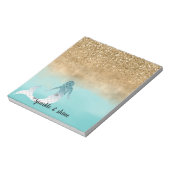 Girly Aqua Waterverf Gold Glitter Mermaid Notitieblok (Linkerzijde)