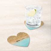 Girly Aqua Waterverf Gouden Glitter Kartonnen Onderzetters (Insitu)