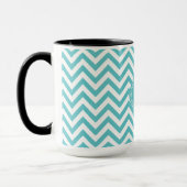 Girly Aqua White Chevron Stripes Monogram Mok (Links)