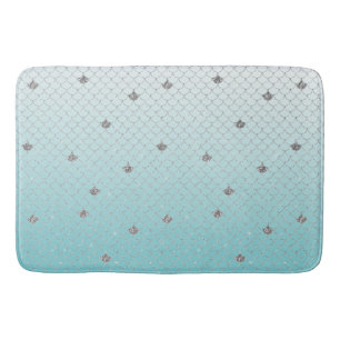 Girly Aqua Zilveren Glitter Ombre Sparkle Zeemeerm Badmat