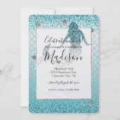 Girly Aqua Zilveren Glitter Ombre Sparkle Zeemeerm Kaart (Voorkant)