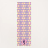 Girly Argyle Roze Geel en Paarse Gym Yogamat (Voorkant)