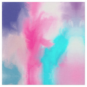 Girly Artsy Neon Moderne Abstracte penseelstreken  Stof