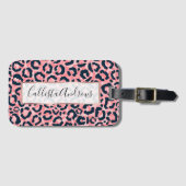 Girly Artsy Pink Blue Leopard Animal Print Bagagelabel (Voorkant (horizontaal))