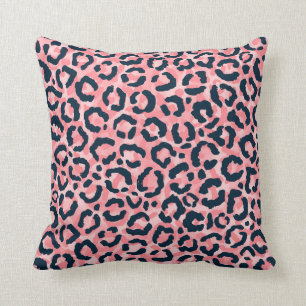Girly Artsy Pink Blue Leopard Animal Print Kussen