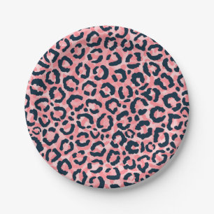 Girly Artsy Pink Blue Leopard Animal Print Papieren Bordje