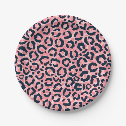 Girly Artsy Pink Blue Leopard Animal Print Papieren Bordje (Voorkant)