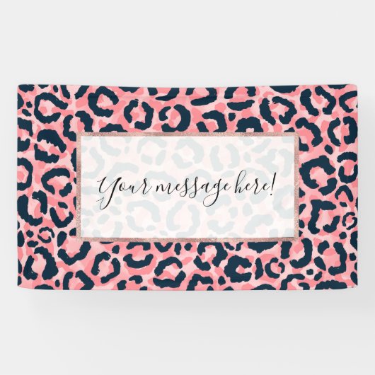 Girly Artsy Pink Blue Leopard Animal Print Spandoek (Horizontaal)