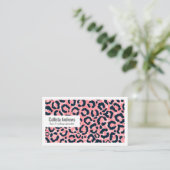 Girly Artsy Pink Blue Leopard Animal Print Visitekaartje (Staand voorkant)