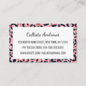 Girly Artsy Pink Blue Leopard Animal Print Visitekaartje (Achterkant)