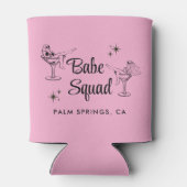 Girly Babe Squad Roze vrijgezellenfeest Blikjeskoeler (Achterkant)